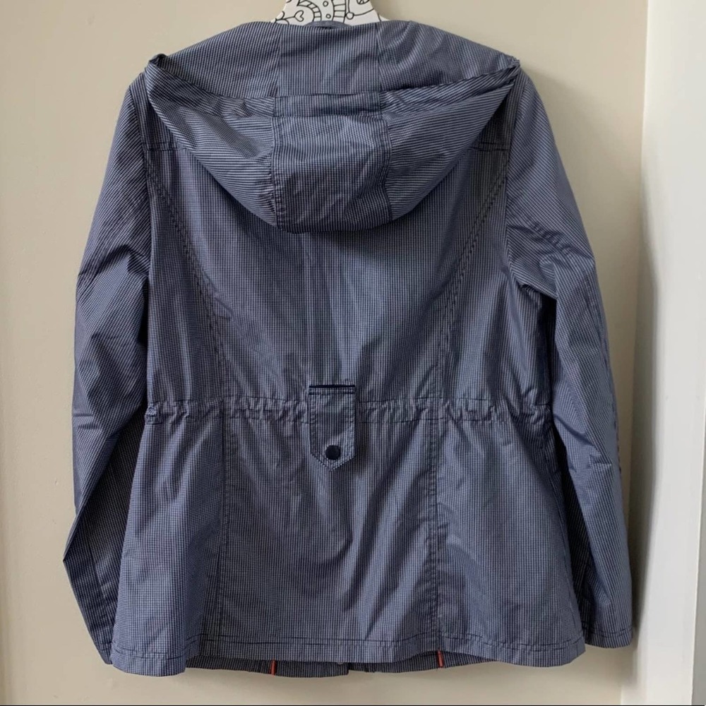 Breckenridge Blue Gingham Print Lined Rain Coat Medium Jacket - Picture 3 of 8